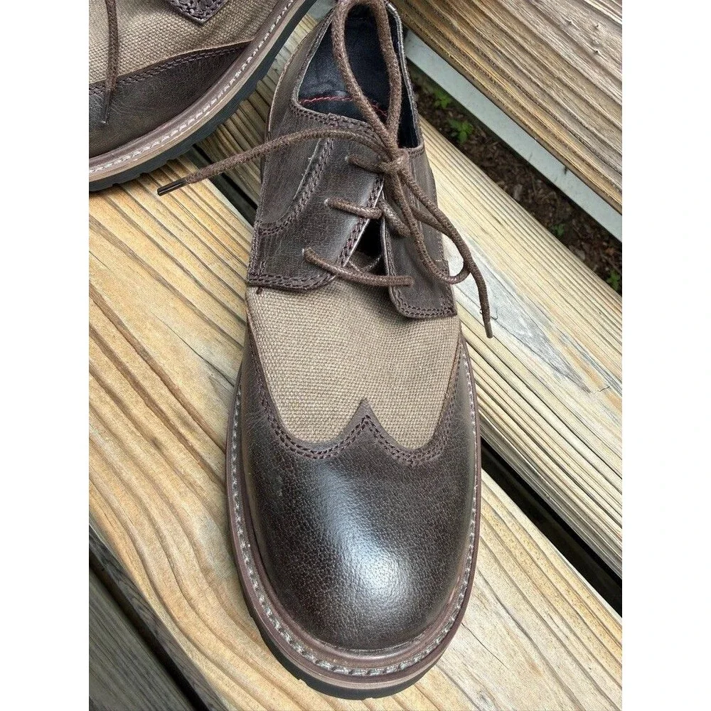 Robert Wayne Atlas Shoes Mens 8 Brown Leather Wingtip Dress Casual Work